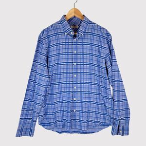 Burberry Brit Mens Button Down Shirt Blue Plaid Nova Check Long Sleeve Large